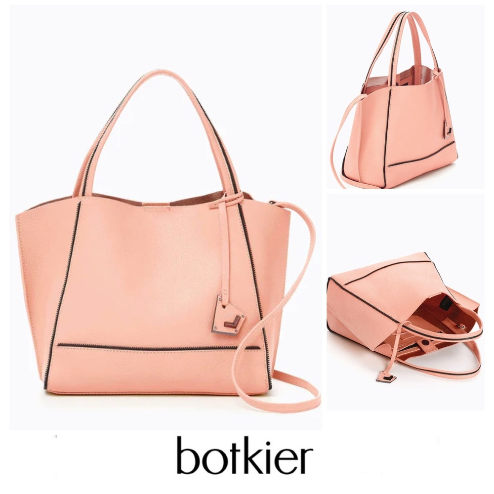BOTKIER Soho Rossa Pebbled Leather Gold Signature Zip Small Shoulder Bag Tote